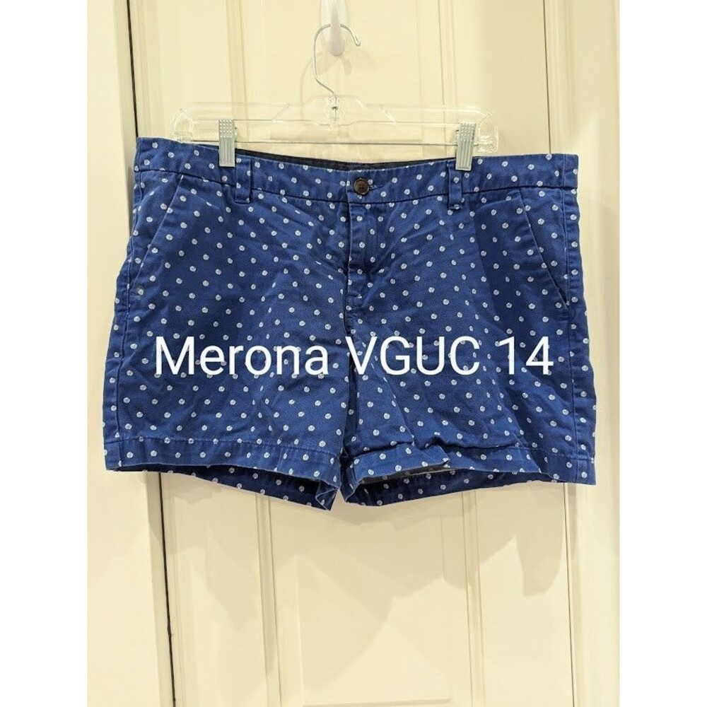 Merona Blue Polka Dot shorts chino pockets zipper 14